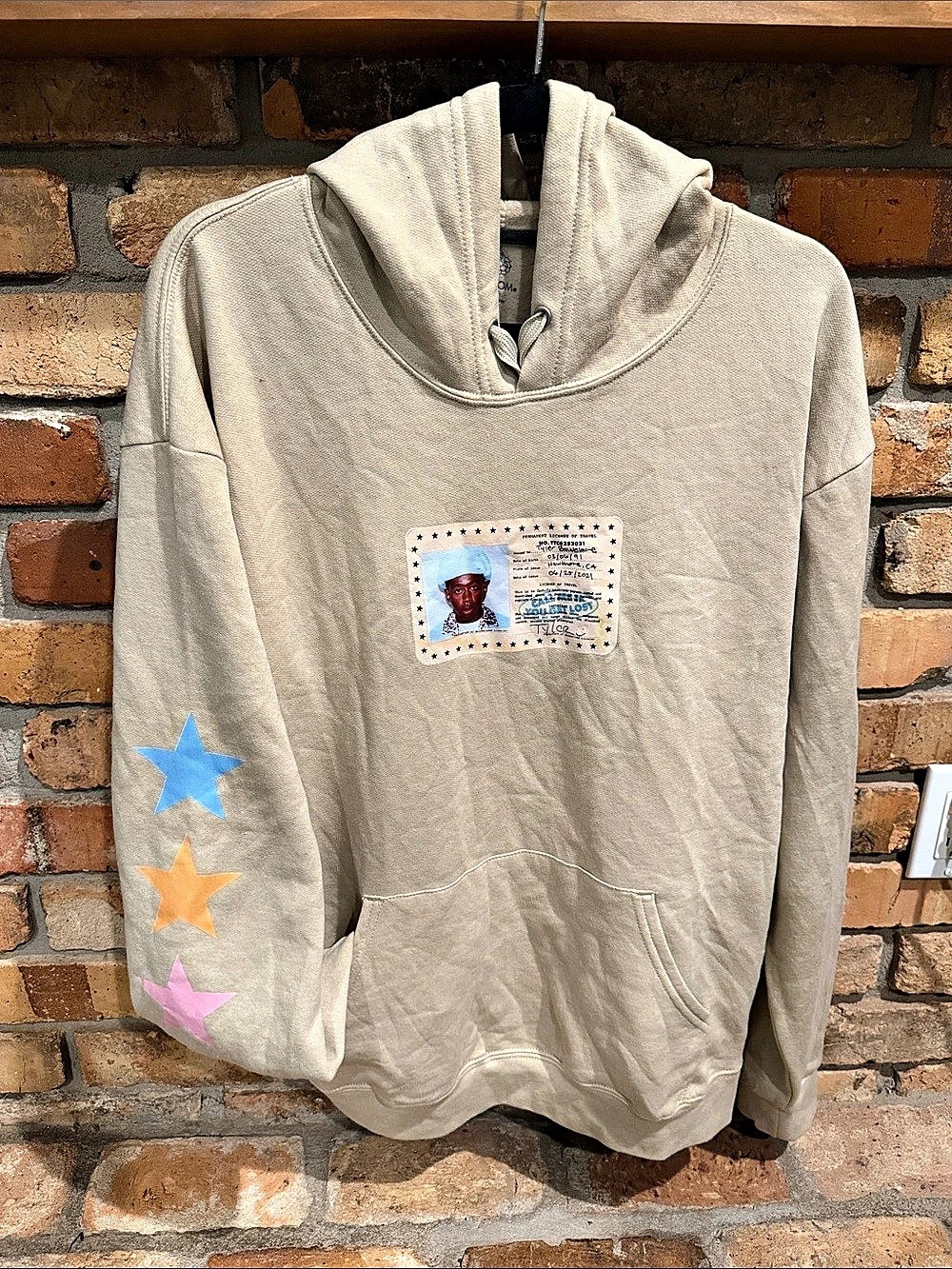 Tyler The Creator Golf Call Me If You Get Lost License Hoodie Beige & Blue sz La